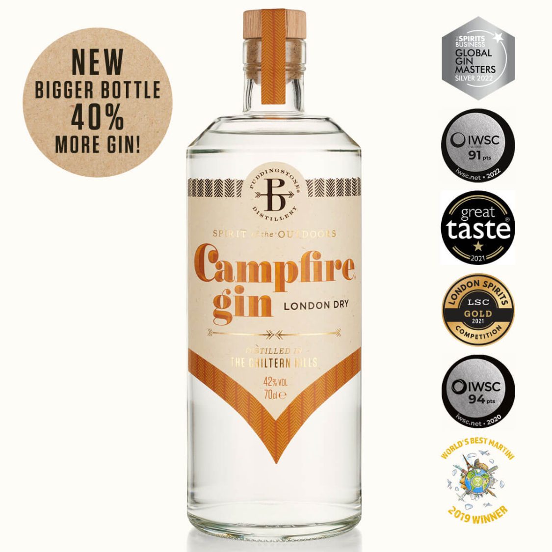 Campfire London Dry Gin 70cl with awards 2022