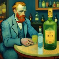 Gin by Vincent van Gogh, in the style of cyberpunk