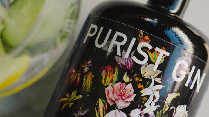 Purist Gin Bottle close up