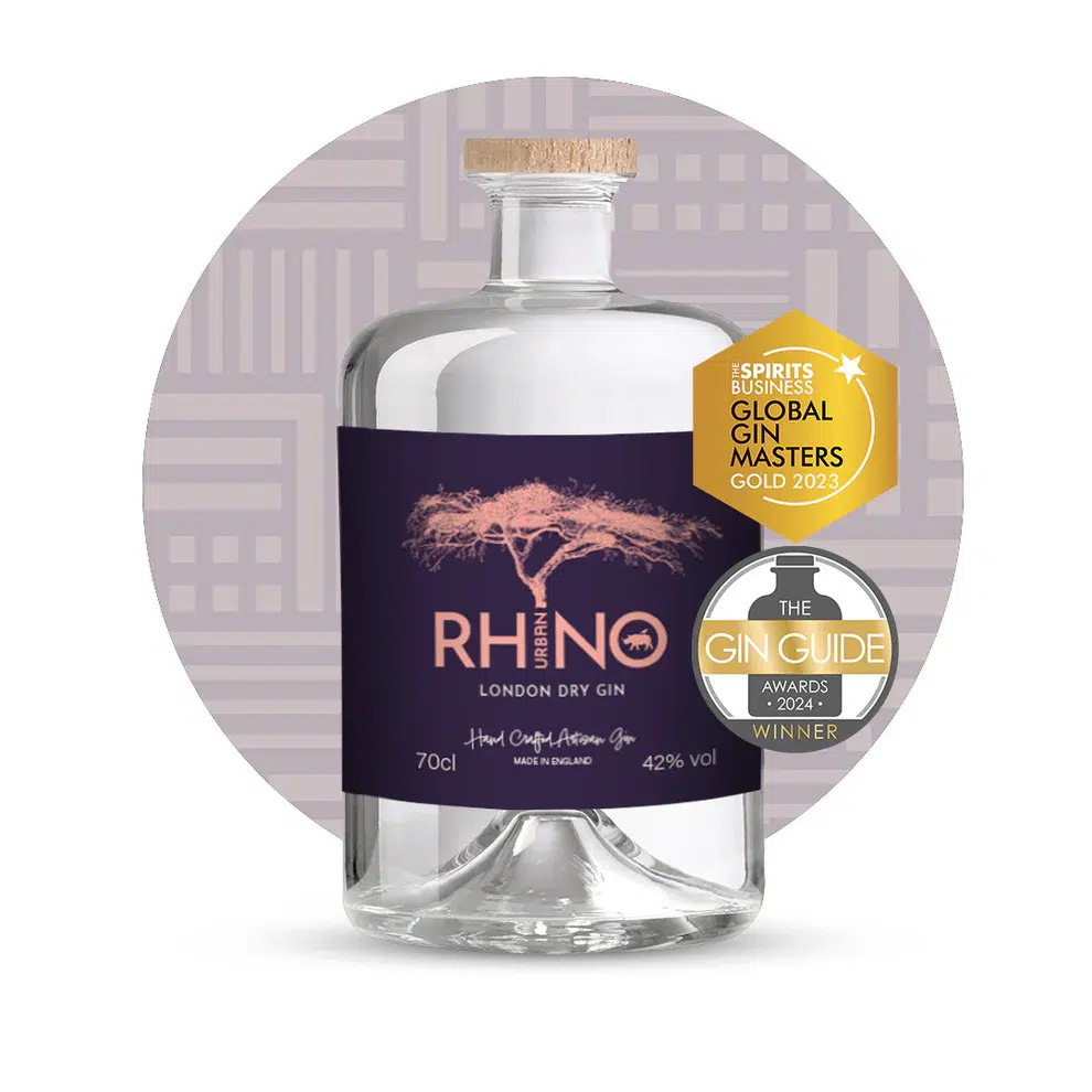 Urban Rhin Gin Bottle With Circle BackgroundWithAwards