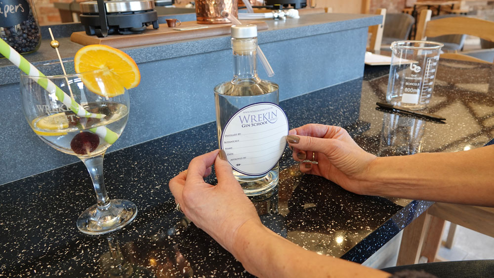 Wrekin gin tour labeling