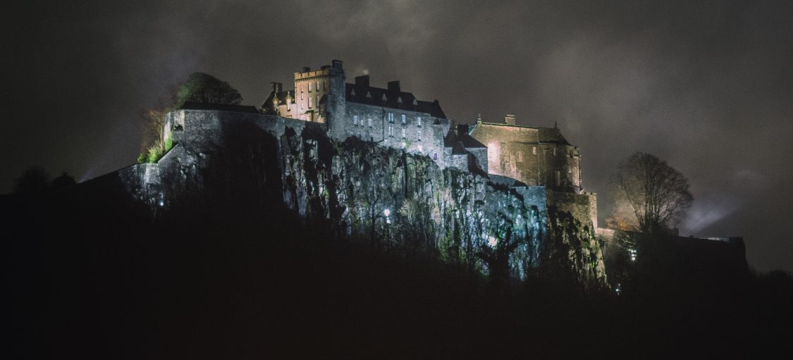 Wolfcraig stirling castle at night in the rain 2022