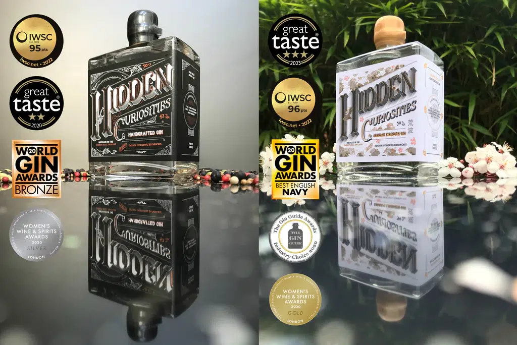 hidden curiosities gin aranami strength handcrafted artisan gin england 20 botanicals bottle gold medal iwsc 2022 t